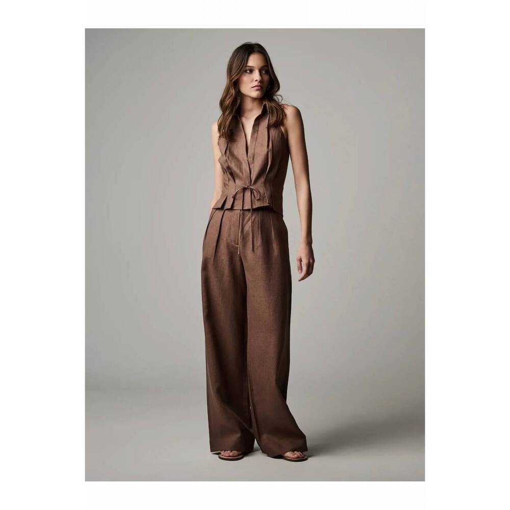 NEW HEVRON alina pleated front pant in chocolate
